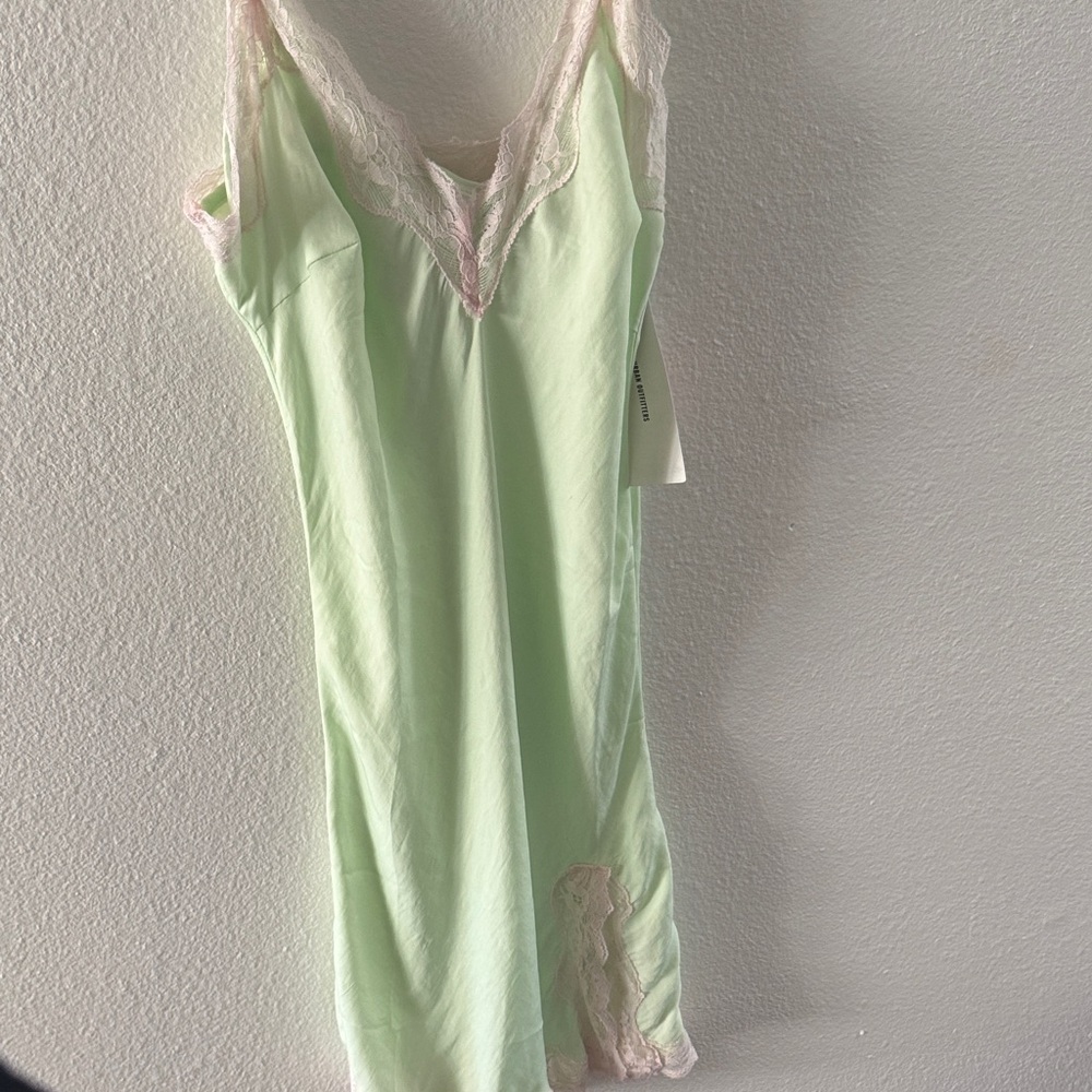 Urban Outfitters Lace Trim Chemise - Light Green
